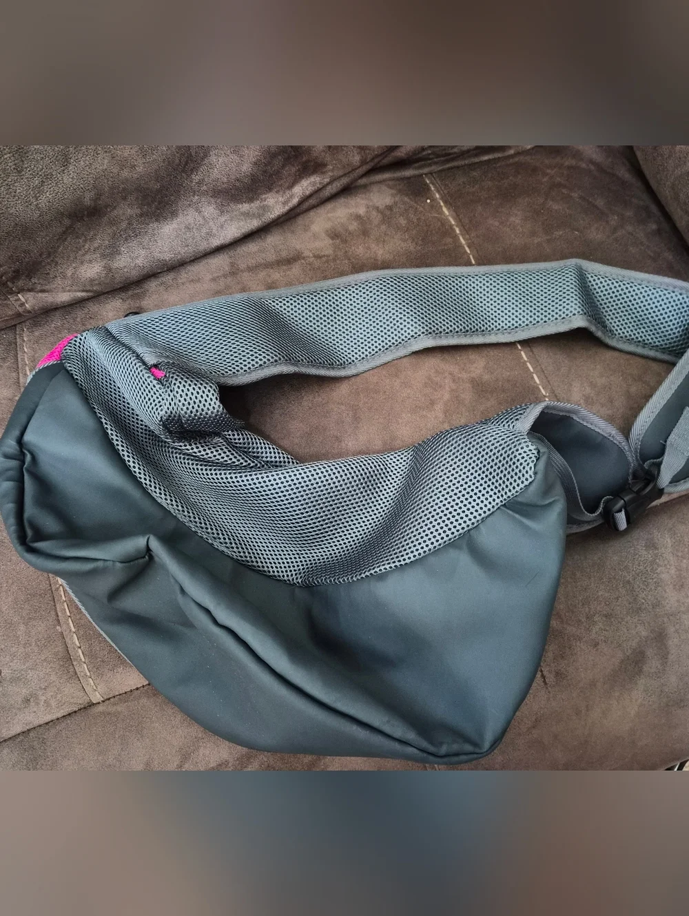 Gray and Pink Small Dog Carrier